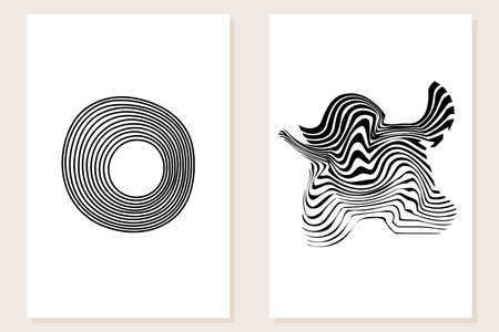 Graphic Monochrom Minimalist Boho Simple Poster Template. Contrast Graphic Modern Art Poster Set Clipartのイラスト素材
