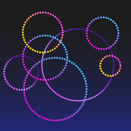 Colorful circles and lines on a dark background. vector illustration.のイラスト素材
