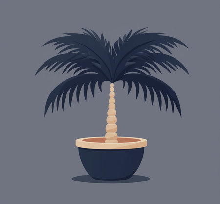 Palm tree in a pot. Vector illustration in cartoon style.の素材