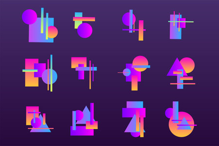 Icon Abstract Minimalist Bright Colorful Elements Graphic Clipart Collection for Designのイラスト素材