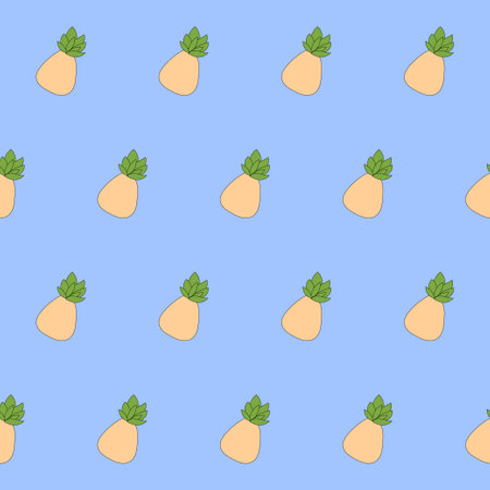 Funny Cute Fruit Seamless Pattern Background. Kawaii Bright Cartoon Character Happy Birthday Wallpaper, Wrapping, Digital Paper Print. Kid Textile fabric Fashion Style. Boldのイラスト素材