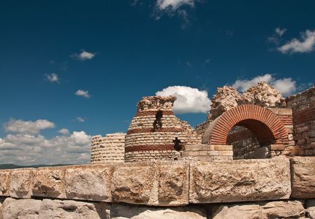 Ancient castle wall in Nessebar, Bulgariaの写真素材