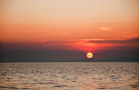 Beautiful sea sunset at the Aegean seaの写真素材