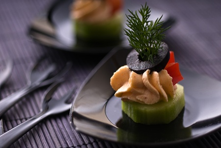 Cold party appetizer with cheeseの写真素材