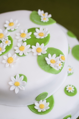 Cake decoration with flowers closeupの写真素材