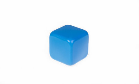 Blue cube on white backgroundの写真素材