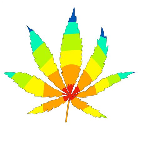 Rainbow coloured Cannabis leaf isolated illustrationのイラスト素材