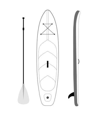 Paddle board isolated outline image, sport equipment, outdoor activity, product illustration, icon design. Vector illustrationのイラスト素材