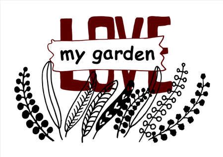 Love my garden lettering illustrationのイラスト素材