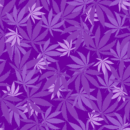 Purple leaves monochrome elegant seamless pattern of Cannabisのイラスト素材