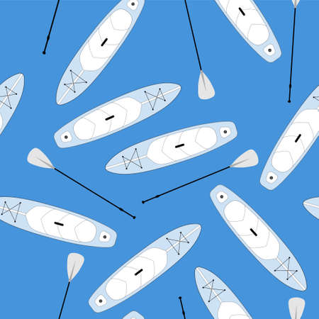 Sup board seamless pattern. Paddle boardのイラスト素材