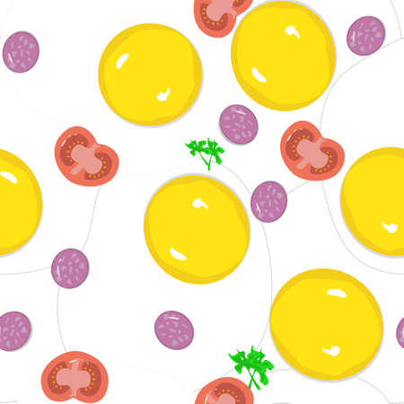 Fried eggs breakfast seamless patternのイラスト素材