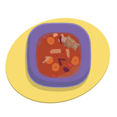 Borscht. Traditional Ukrainian lunch illustrationのイラスト素材