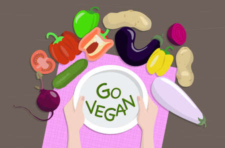 Illustration Go Vegan for your website or brochure.のイラスト素材