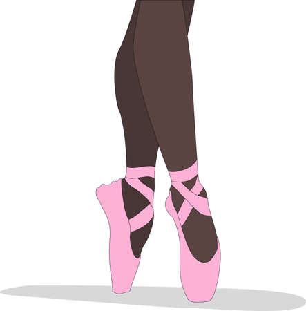 Beautiful feet of ballerina. Dark skin lady is dancingのイラスト素材