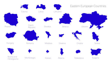 Set of contour maps of Eastern Europe region.のイラスト素材