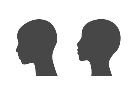 Teenager girl or boy silhouette face side view. Bow and high position.のイラスト素材