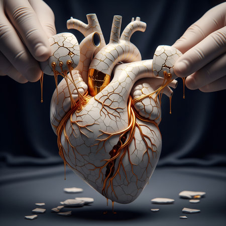 Human heart in the hands of a doctor. 3D illustration.の素材