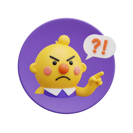 Funny yellow baby with question mark. Isolated 3D illustrationの素材