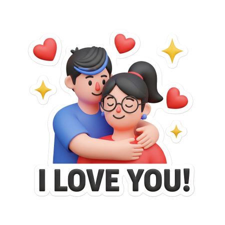 Illustration of Valentine's day greeting card with couple in love.の素材