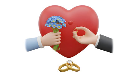 Celebrate love with this heartwarming scene of a proposal. Perfect for wedding invitations, romantic projects, or expressing affection. Evoke feelings of joy and commitment.の素材