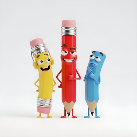 Whimsical cartoon pencils with unique personalities bring creativity and learning to life. Perfect for engaging educational projects.の素材