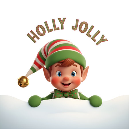 Spread the holiday cheer with this cute elf! Perfect for Christmas cards, invitations, and festive decorations. Add your message for a jolly season!の素材
