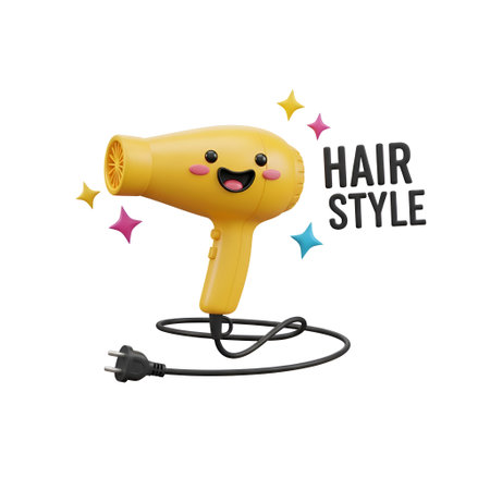 Get stunning hairstyles effortlessly! This cute hairdryer makes styling fun and easy. Perfect for beauty, fashion, and personal care projects.の素材