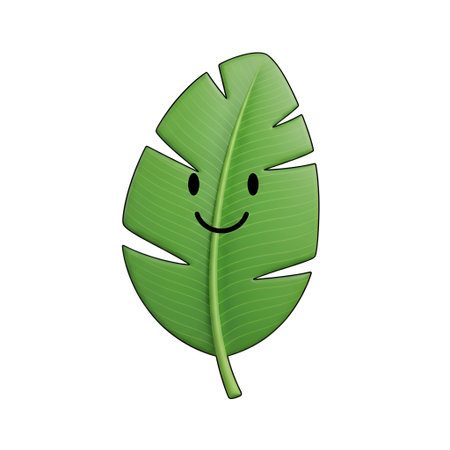 Cheerful banana leaf character illustration brings a fun, tropical vibe. Perfect for summer designs, healthy food promotions, and playful creative projects.の素材