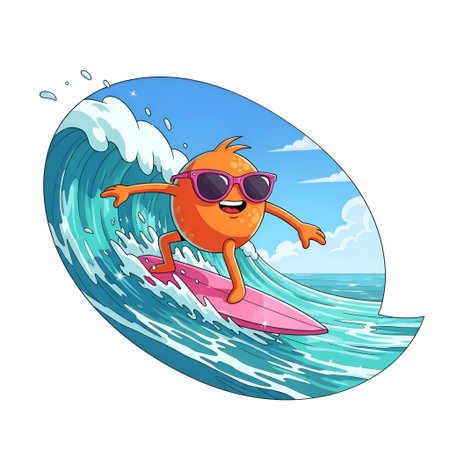 Catch the wave of happiness! This vibrant illustration is perfect for summer campaigns, travel promotions, or adding a playful vibe to any project.の素材