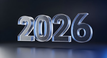 Experience the future now with these striking 3D metallic numbers, embodying progress and innovation for your New Year or business ventures. Modern and sleek.の素材