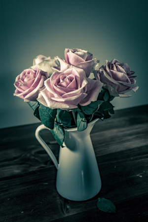 Bunch of roses in a vaseの写真素材