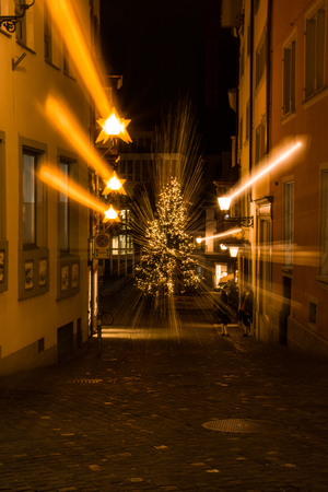 Abstract christmas tree in Zurichの写真素材