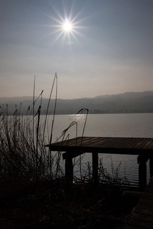 Gangplank on the lakeの写真素材