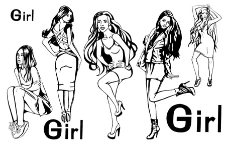 The girl with long hairのイラスト素材