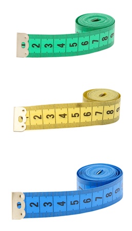 Measuring tape isolated over white backgroundの写真素材