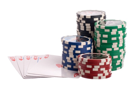 Playing cards isolated over white background  Royal Flush