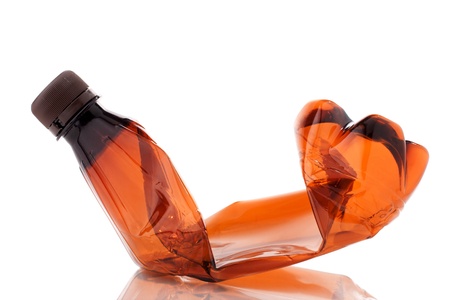 Smashed empty plastic bottleの写真素材