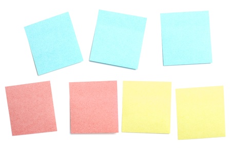 Seven colour stickers on a white backgroundの写真素材