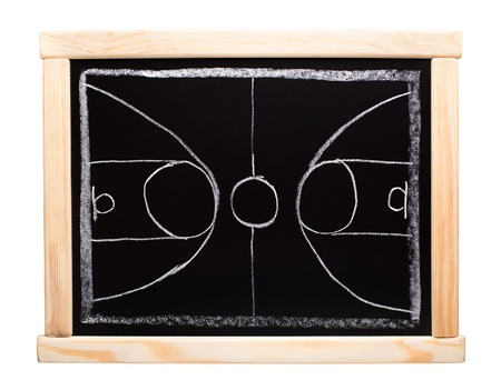 Basketball strategy planning on blackboardの写真素材