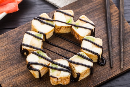 Sweet roll with kiwi and cream cheeseの写真素材