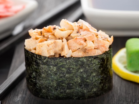 Close up of gunkan sushiの写真素材