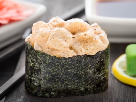 Close up of gunkan sushiの写真素材