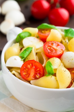 Pasta with mozzarella and tomatoの写真素材