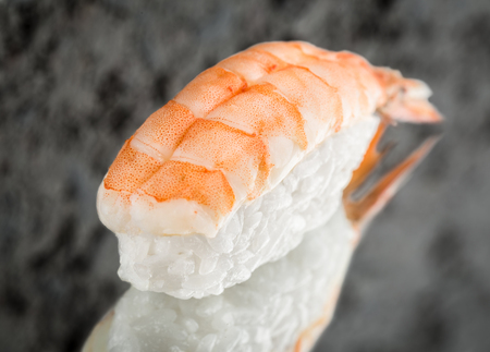 Nigiri sushi with shrimpの写真素材