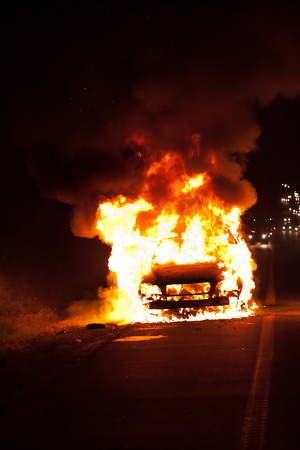 Car on fireの写真素材