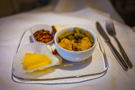 Breakfast meal on the flightの写真素材