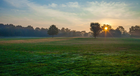 Sunrise in the fieldの写真素材