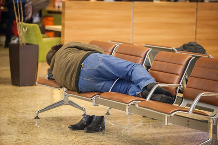 Airport sleepingの写真素材