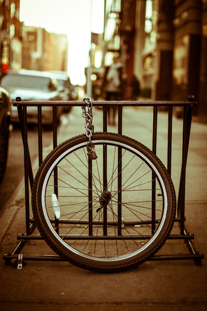 Stolen bicycle tireの写真素材